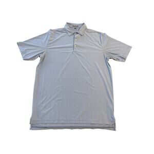 Peter Millar Polo Shirt Mens Large Blue Stripe Golf Summer Comfort Stretch Work